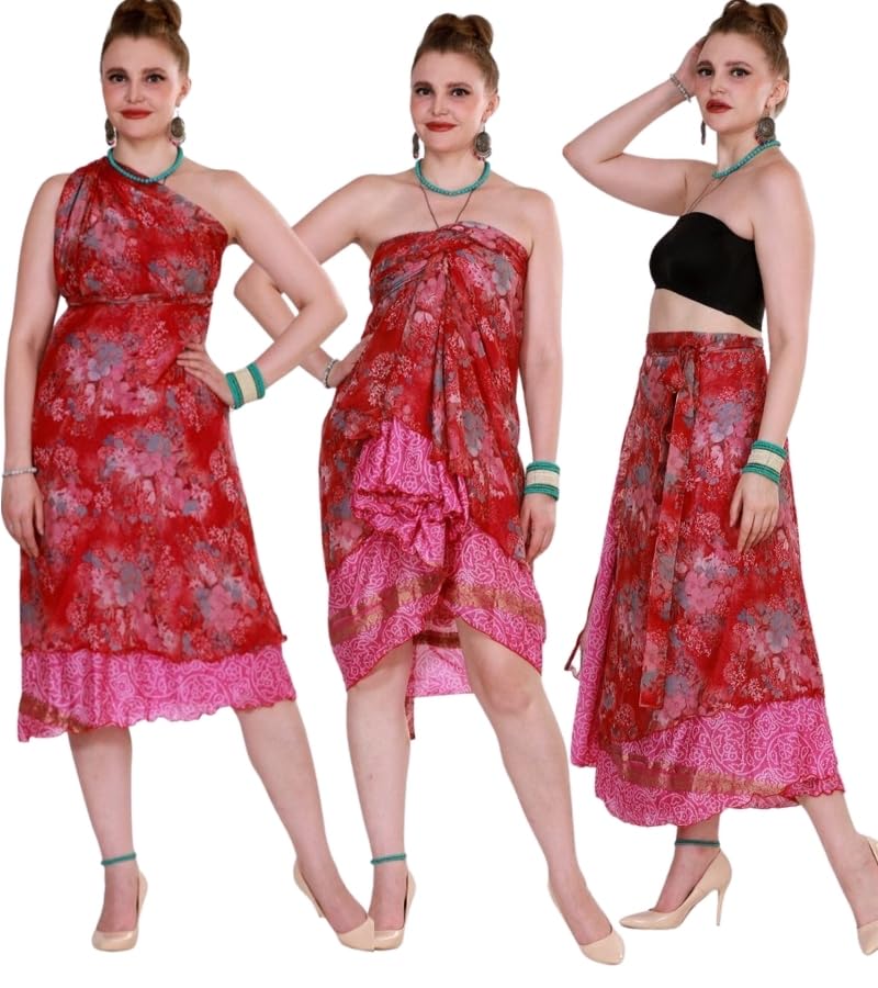 WevezÂ® Pack of 3 Reversible Wrap Around Skirts for Women â€“ Long Printed Boho Skirts, 36-Inch Length (Multicolor) - Image 5